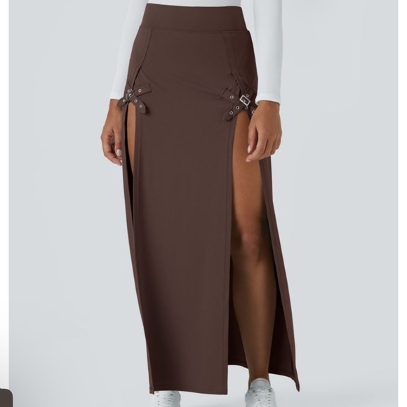 HALARA Dresses & Skirts - HALARA High waisted decorative buckle 2 in 1 maxi skirt New